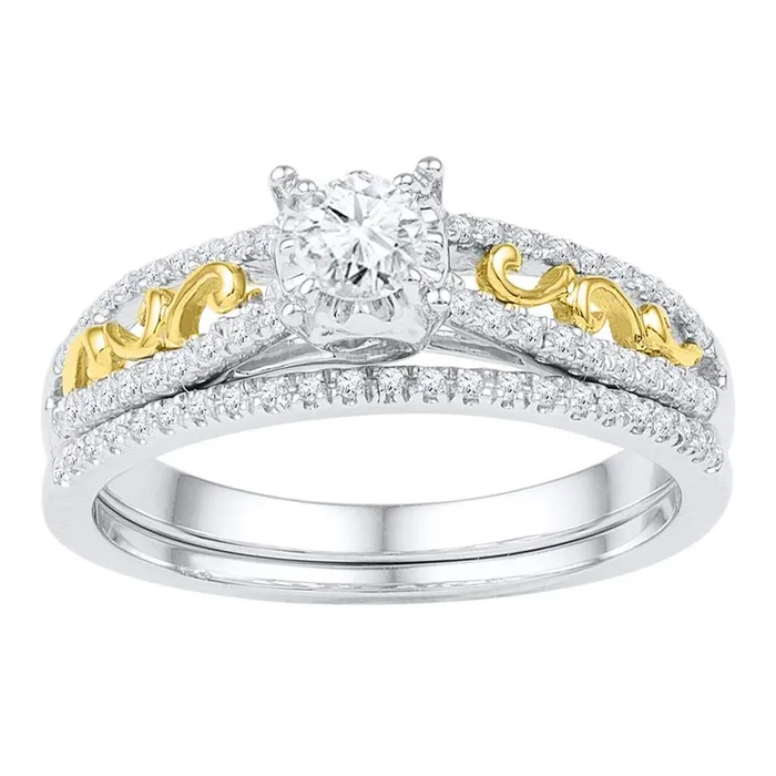 10kt Twotone Gold Womens Round Diamond Bridal Wedding Engagement Ring Band Set 12 Cttw mayamila Rings 10kt Twotone Gold Womens Round Diamond Bridal Wedding Engagement Ring Band Set 12 Cttw mayamila Rings