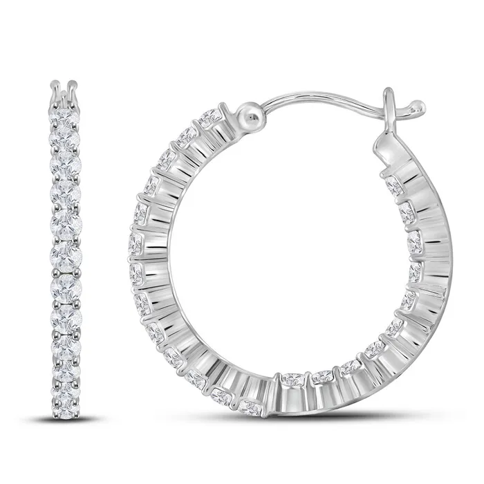 10kt White Gold Womens Round Diamond Inside Outside Hoop Earrings 200 Cttw mayamila Earrings 10kt White Gold Womens Round Diamond Inside Outside Hoop Earrings 200 Cttw mayamila Earrings