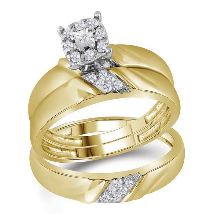 10kt Yellow Gold His Hers Round Diamond Solitaire Matching Bridal Wedding Ring Band Set 15 Cttw mayamila Rings 10kt Yellow Gold His Hers Round Diamond Solitaire Matching Bridal Wedding Ring Band Set 15 Cttw mayamila Rings