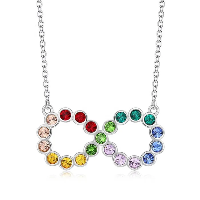 Colorful Infinity Swarovski Crystal Silver Necklace Mystic Flavia Necklaces Colorful Infinity Swarovski Crystal Silver Necklace Mystic Flavia Necklaces