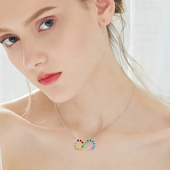 Colorful Infinity Swarovski Crystal Silver Necklace Mystic Flavia Necklaces