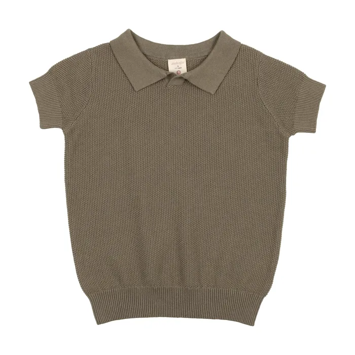 Earrings Analogie Knit Polo Short Sleeve Dark Green Analogie