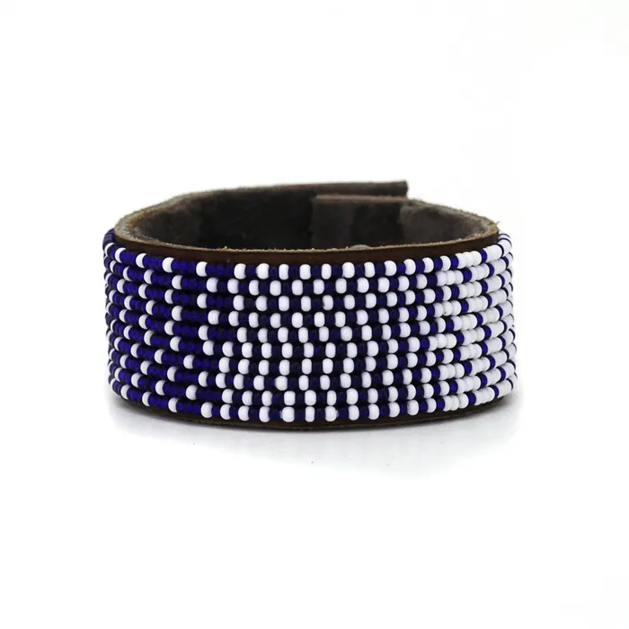 Earrings Swahili Coast Medium Dark Blue and White Ombre Cuff