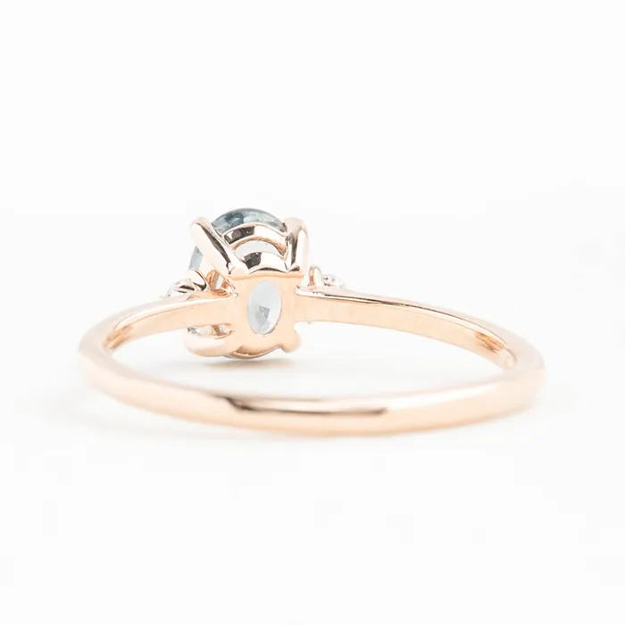 Emilie Ring 095ct Light Blue Green Unheated Sapphire 14K Rose Gold One of a kind Envero Jewelry Rings Emilie Ring 095ct Light Blue Green Unheated Sapphire 14K Rose Gold One of a kind Envero Jewelry Rings