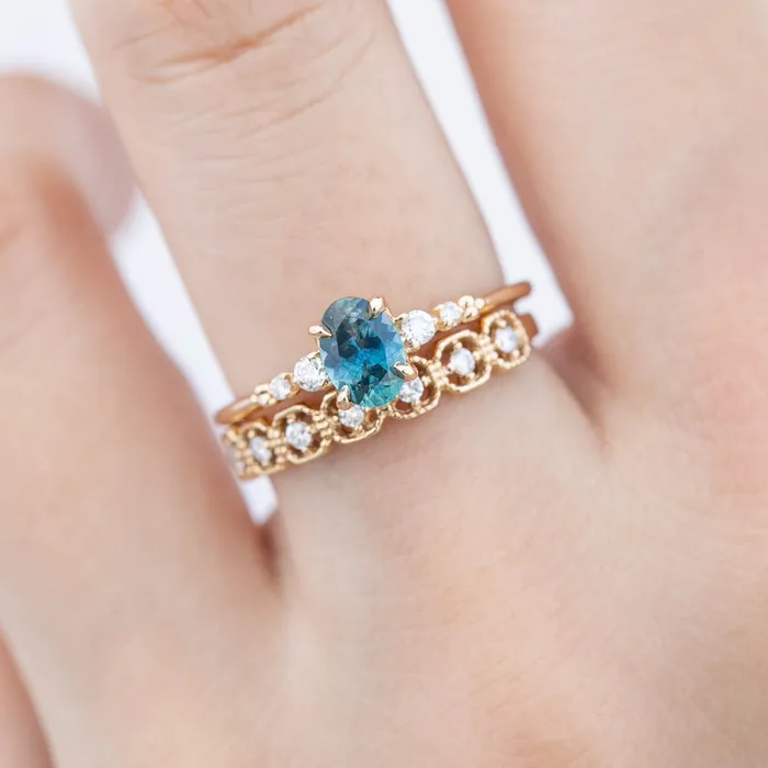 Envero Jewelry Rings Estel Fleur Four Prongs Ring 073ct Teal Blue Green Montana Sapphire One of a kind Envero Jewelry Rings Estel Fleur Four Prongs Ring 073ct Teal Blue Green Montana Sapphire One of a kind