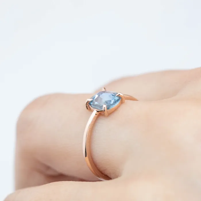 Envero Jewelry Rings Lisa Ring 126ct Unheated Organic Cut Light Blue Sapphire 14k rose gold One of a kind
