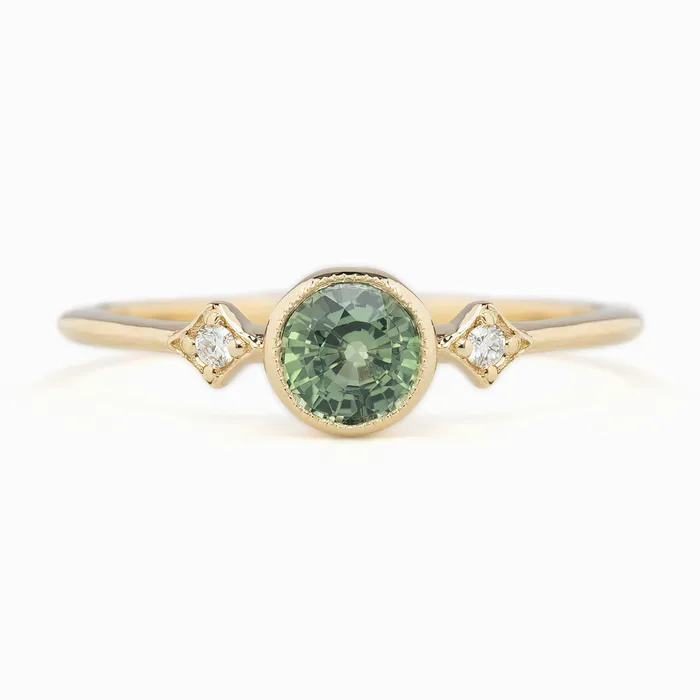 Envero Jewelry Rings Moon Star Ring 47mm 055ct Unheated Light Green Round Sapphire 14k Yellow Gold Envero Jewelry Rings Moon Star Ring 47mm 055ct Unheated Light Green Round Sapphire 14k Yellow Gold