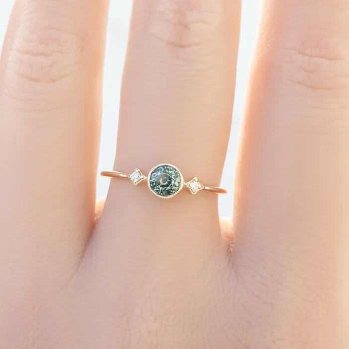 Envero Jewelry Rings Moon Star Ring 47mm 055ct Unheated Light Green Round Sapphire 14k Yellow Gold Envero Jewelry Rings Moon Star Ring 47mm 055ct Unheated Light Green Round Sapphire 14k Yellow Gold
