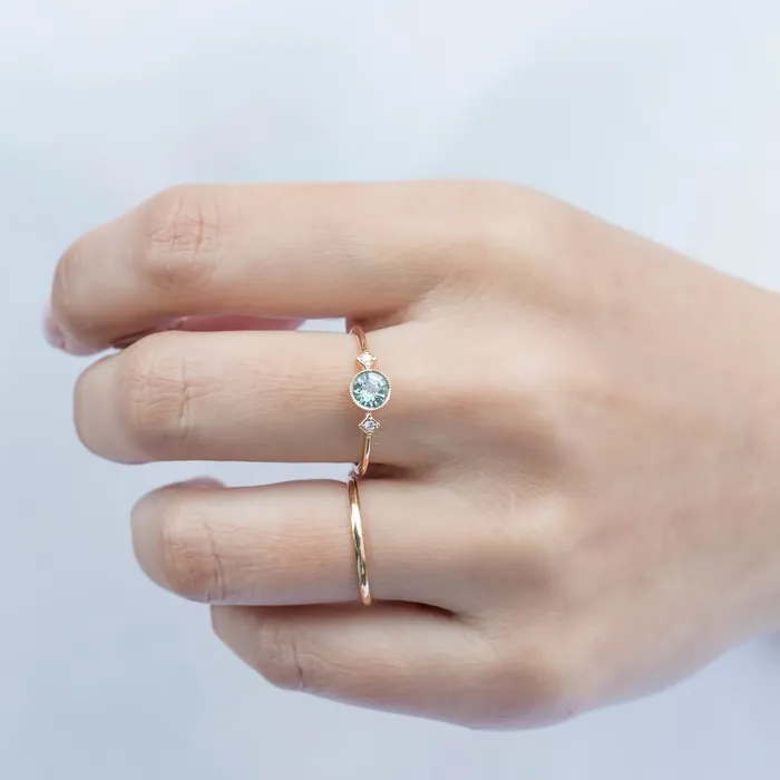 Envero Jewelry Rings Moon Star Ring 47mm 055ct Unheated Light Green Round Sapphire 14k Yellow Gold Envero Jewelry Rings Moon Star Ring 47mm 055ct Unheated Light Green Round Sapphire 14k Yellow Gold