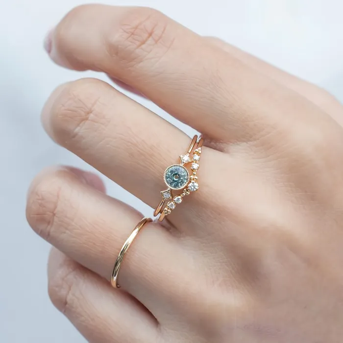 Envero Jewelry Rings Moon Star Ring 47mm 055ct Unheated Light Green Round Sapphire 14k Yellow Gold Envero Jewelry Rings Moon Star Ring 47mm 055ct Unheated Light Green Round Sapphire 14k Yellow Gold