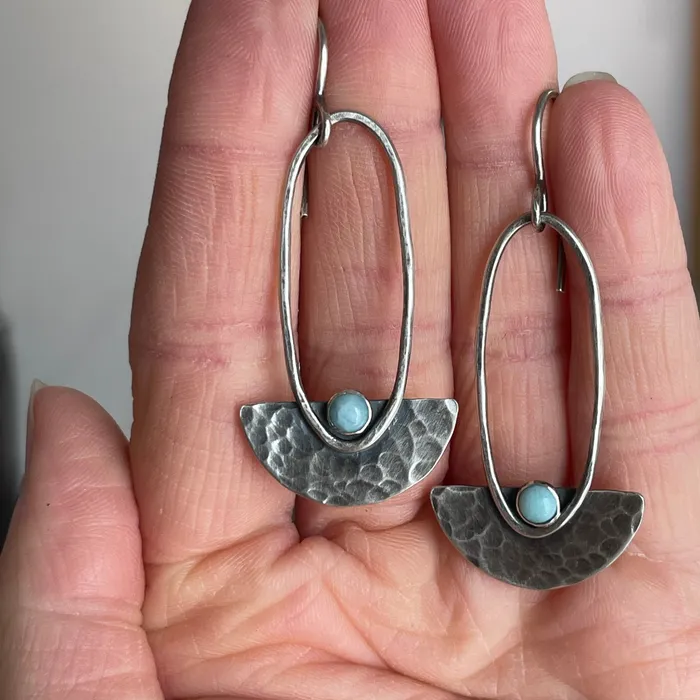 Larimar Fan Drop Earrings THE OPAL Earrings Larimar Fan Drop Earrings THE OPAL Earrings