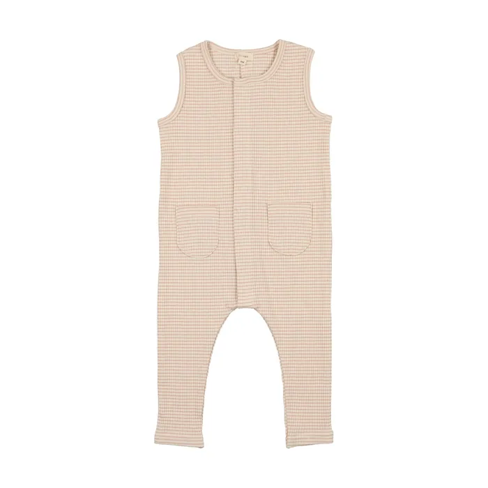 Lil Legs Earrings Lil Legs Ribbed Pocket Romper Long Pink Stripe