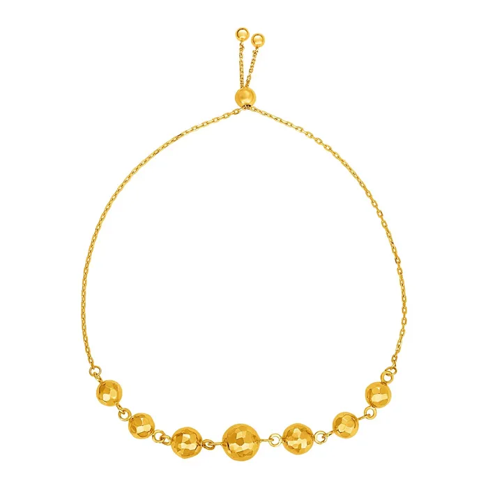 MayaMila Bracelets Adjustable Bracelet with Textured Spheres in 14k Yellow Gold MayaMila Bracelets Adjustable Bracelet with Textured Spheres in 14k Yellow Gold