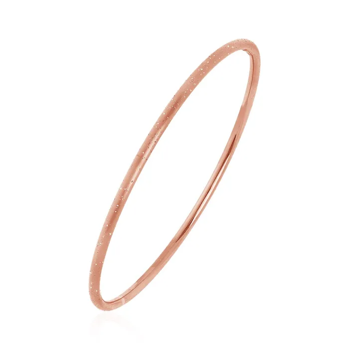 MayaMila Bracelets Textured Bangle with Rose Finish in Sterling Silver