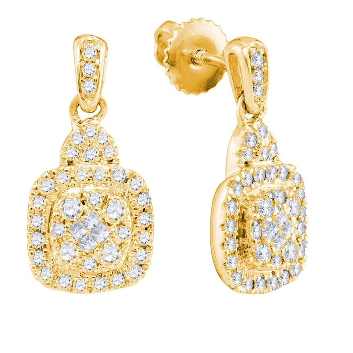 mayamila Earrings 14kt Yellow Gold Womens Princess Round Diamond Soleil Square Dangle Earrings 38 Cttw mayamila Earrings 14kt Yellow Gold Womens Princess Round Diamond Soleil Square Dangle Earrings 38 Cttw