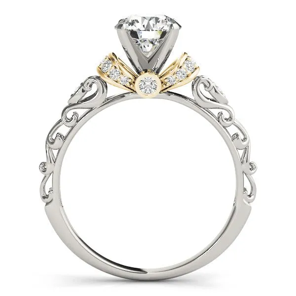 MayaMila Rings 14k White And Yellow Gold Antique Style Diamond Engagement Ring 1 18 cttw