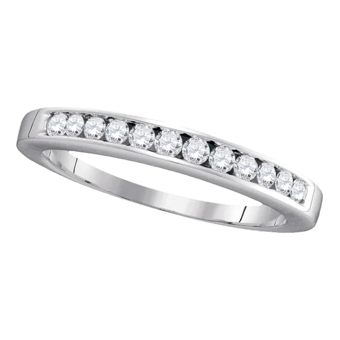 mayamila Rings 14kt White Gold Womens Round Channelset Diamond Single Row Wedding Band 14 Cttw Size 8 mayamila Rings 14kt White Gold Womens Round Channelset Diamond Single Row Wedding Band 14 Cttw Size 8