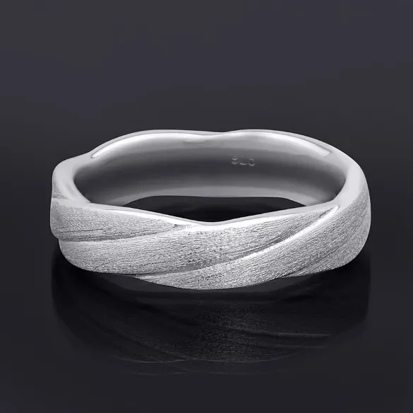 mayamila Rings Sterling Silver 5mm Mens Textured Round Layered Infinity Band Ring