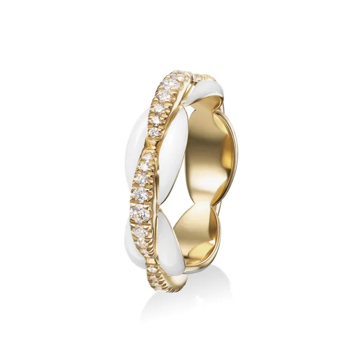 Melissa Kaye Rings Ada Ring with White Enamel Diamonds