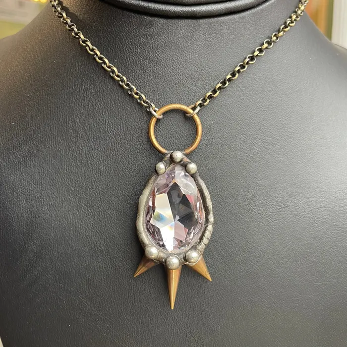 Mikal Winn Necklaces Spiked Teardrop Crystal Necklace