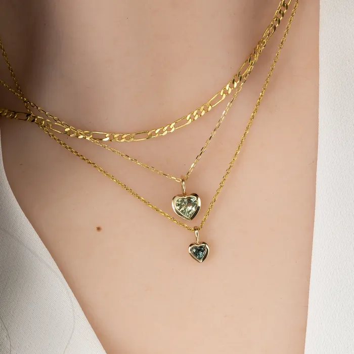 Necklaces Green Sapphire Heart Necklace 14K Gold Envero Jewelry