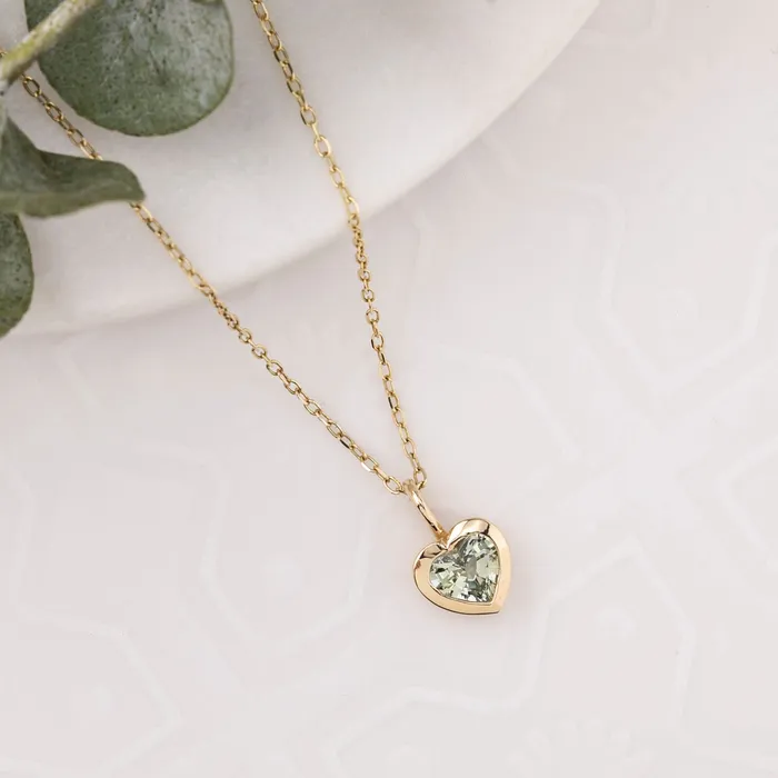 Necklaces Green Sapphire Heart Necklace 14K Gold Envero Jewelry