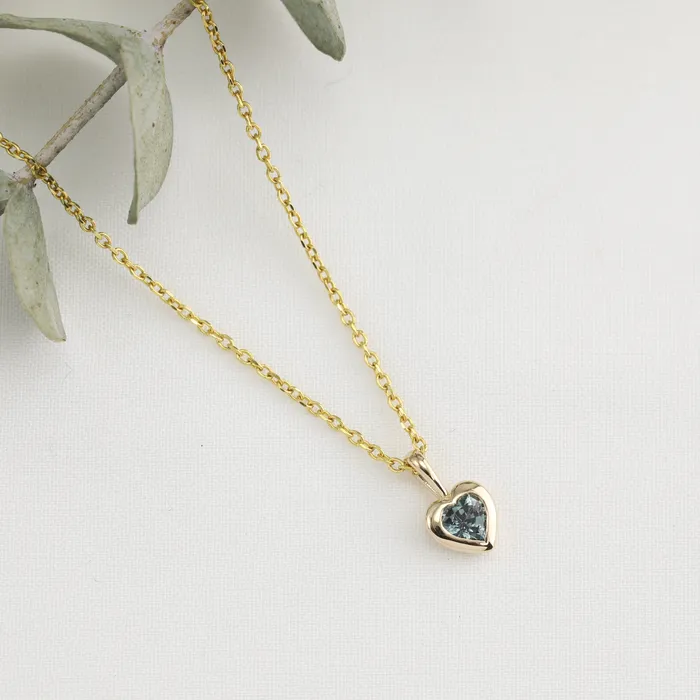 Necklaces Green Sapphire Heart Necklace 14K Gold Envero Jewelry