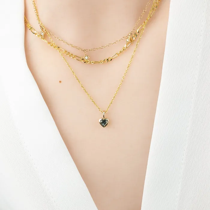 Necklaces Green Sapphire Heart Necklace 14K Gold Envero Jewelry