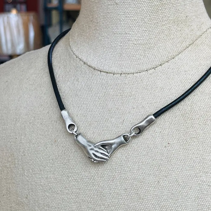 Pewter Hand in Hand Necklace HeidiJHale Designs Necklaces Pewter Hand in Hand Necklace HeidiJHale Designs Necklaces