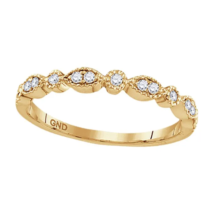 Rings 10kt Yellow Gold Womens Round Diamond Milgrain Stackable Band Ring 16 Cttw mayamila Rings 10kt Yellow Gold Womens Round Diamond Milgrain Stackable Band Ring 16 Cttw mayamila