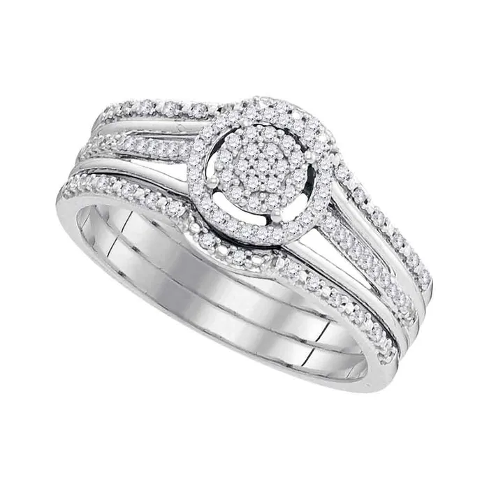 Rings mayamila 10kt White Gold Womens Round Diamond Cluster 3Piece Bridal Wedding Engagement Ring Band Set 14 Cttw Rings mayamila 10kt White Gold Womens Round Diamond Cluster 3Piece Bridal Wedding Engagement Ring Band Set 14 Cttw