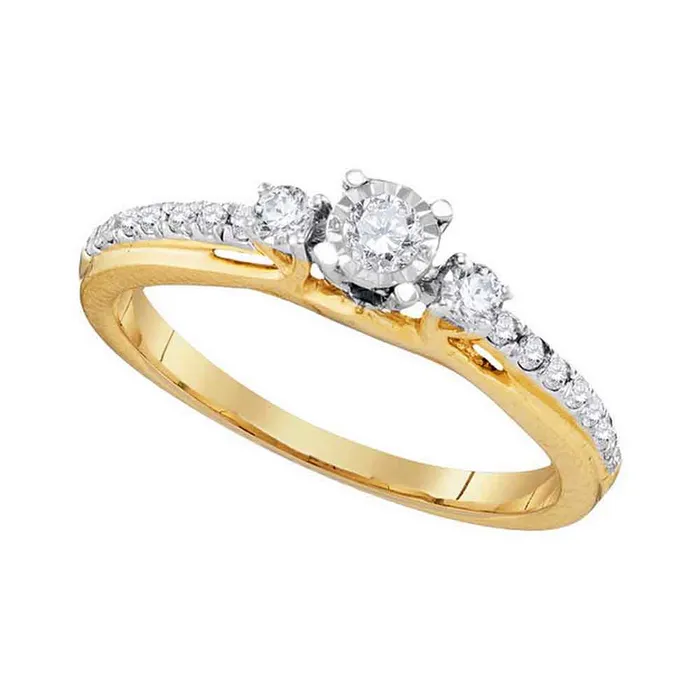 Rings mayamila 10kt Yellow Gold Womens Round Diamond 3stone Bridal Wedding Engagement Ring 13 Cttw Rings mayamila 10kt Yellow Gold Womens Round Diamond 3stone Bridal Wedding Engagement Ring 13 Cttw