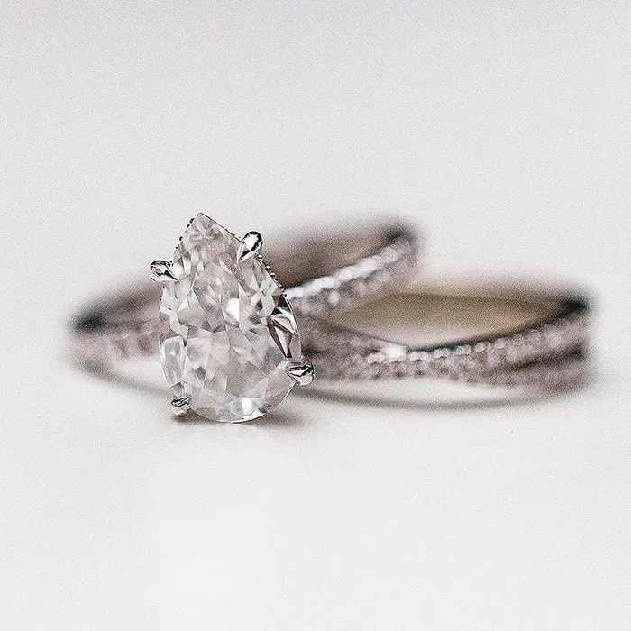 Rings Shineofdiamond Dainty Pear Cut Interweave Band Sterling Silver Wedding Bridal Set Rings Shineofdiamond Dainty Pear Cut Interweave Band Sterling Silver Wedding Bridal Set