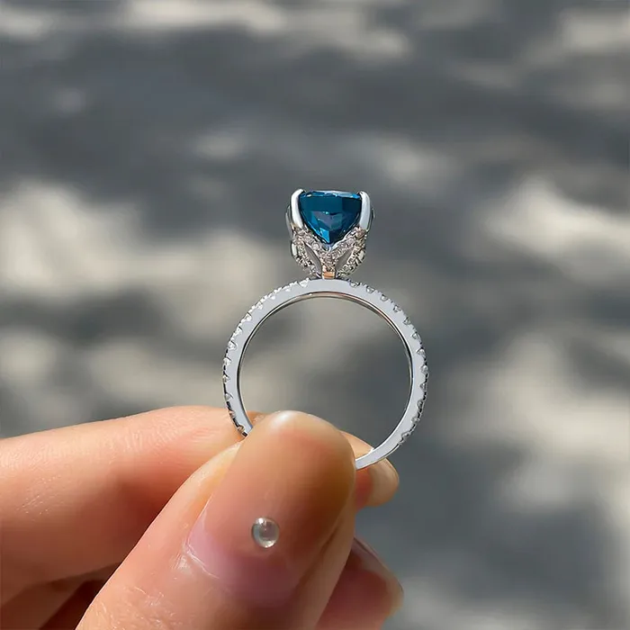 Rings Shineofdiamond Vintage Blue Cushion Cut Sterling Silver Engagement Ring