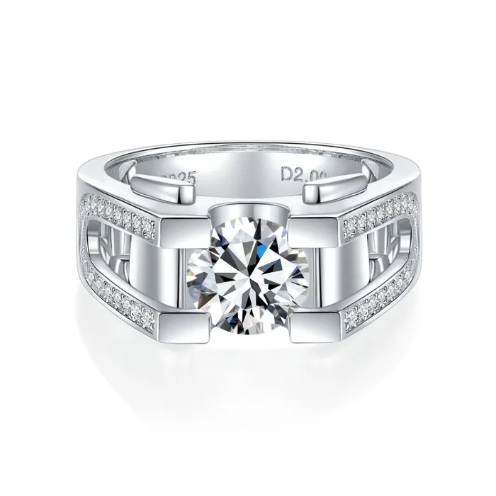 shine of diamond 10ct 20ct Moissanite Engagement Mens Ring in Sterling Silver Rings shine of diamond 10ct 20ct Moissanite Engagement Mens Ring in Sterling Silver Rings