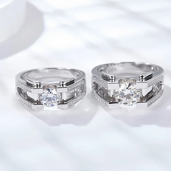 shine of diamond 10ct 20ct Moissanite Engagement Mens Ring in Sterling Silver Rings