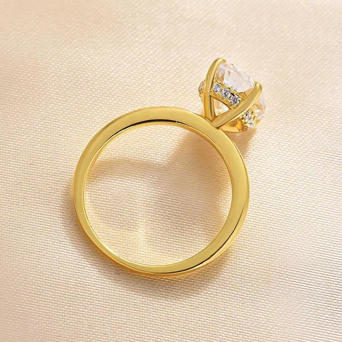 Shineofdiamond Rings Oval Cut Solitaire Golden Color Engagement Ring In Sterling Silver