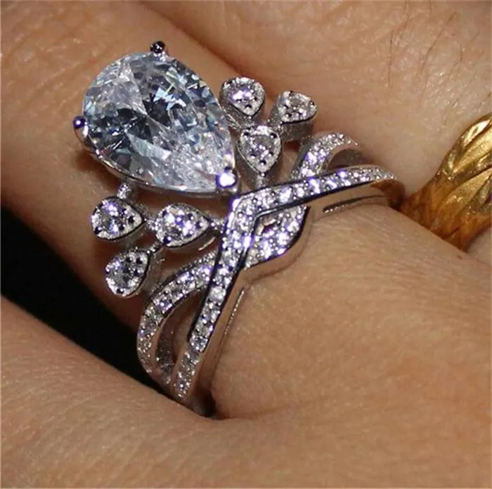 Shineofidamond Pear Cut Open Cuff Adjustable Engagement Ring Rings Shineofidamond Pear Cut Open Cuff Adjustable Engagement Ring Rings