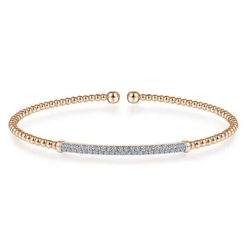 14K Rose Gold Bujukan Diamond Bar Split Bangle GABRIEL CO Bracelets