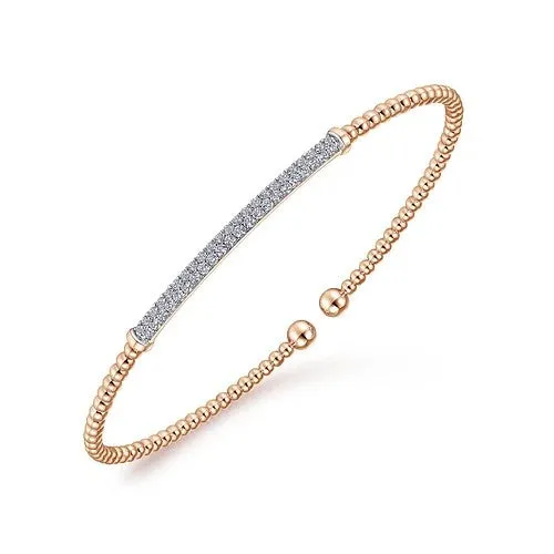 14K Rose Gold Bujukan Diamond Bar Split Bangle GABRIEL CO Bracelets
