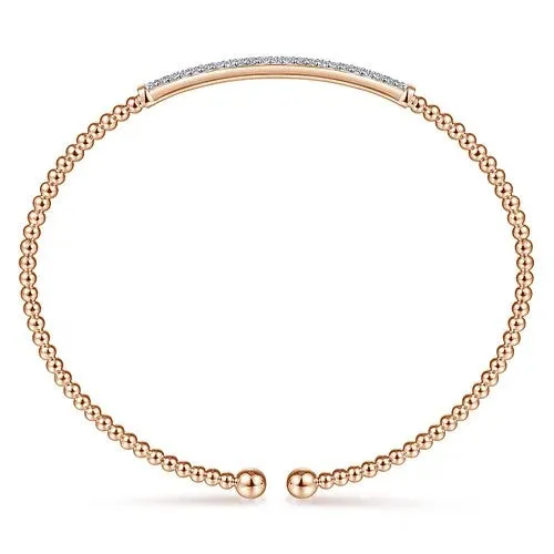 14K Rose Gold Bujukan Diamond Bar Split Bangle GABRIEL CO Bracelets