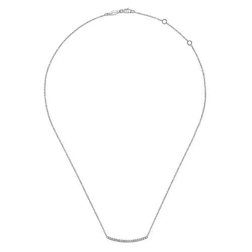 14k White Gold Curving Diamond Bar Necklace GABRIEL CO Necklaces