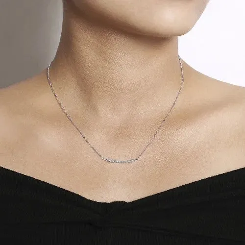 14k White Gold Curving Diamond Bar Necklace GABRIEL CO Necklaces