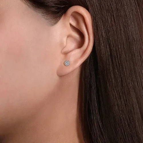 14K White Gold Diamond Halo Stud Earrings GABRIEL CO Earrings