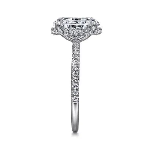 Allesia 14K White Gold Oval Cut Hidden Halo Diamond Engagement Ring Setting Only GABRIEL CO Rings