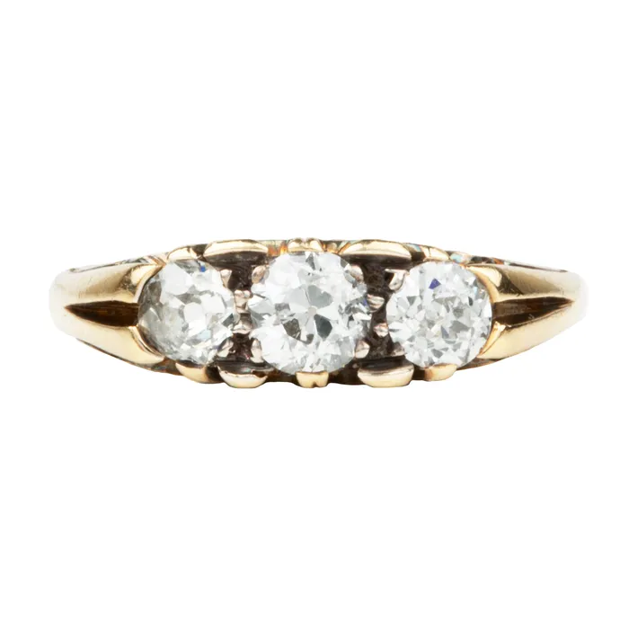 Bell Bird Antiques Rings Turn of the Century Three Stone diamond ring