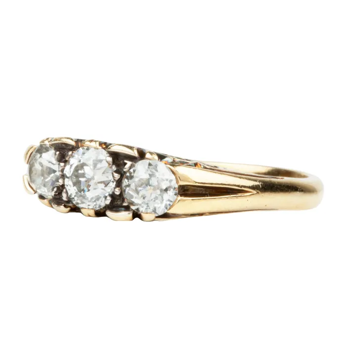 Bell Bird Antiques Rings Turn of the Century Three Stone diamond ring