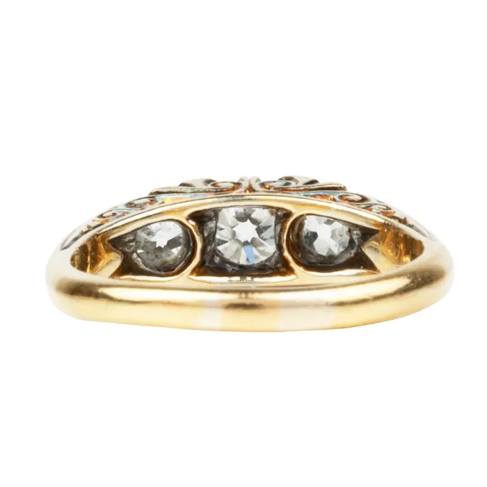 Bell Bird Antiques Rings Turn of the Century Three Stone diamond ring
