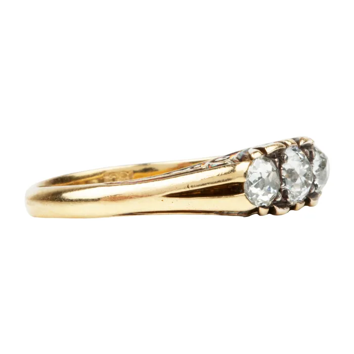Bell Bird Antiques Rings Turn of the Century Three Stone diamond ring