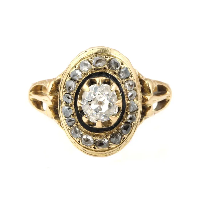 Bell Bird Antiques Rings Victorian Era Diamond Cluster Ring